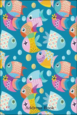 Address Book: Include Alphabetical Index with Fish Graphic Design Seamless Pattern Cover