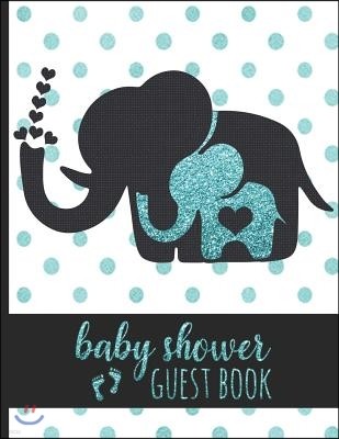 Baby Shower Guest Book: Keepsake for Parents of Baby Boy - Guests Sign in and Write Specials Messages to Baby & Parents - Cute Mom & Baby Blue