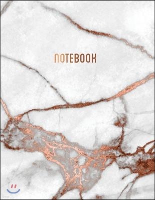 Notebook: Beautiful Rose Gold Marble 150 College-Ruled Lined Pages 8.5 X 11