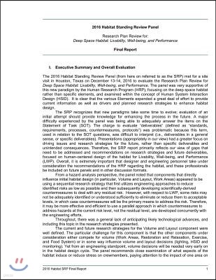 2016 Habitat Standing Review Panel: Research Plan Review for Deep Space Habitat, Livability, Well-Being, and Performance