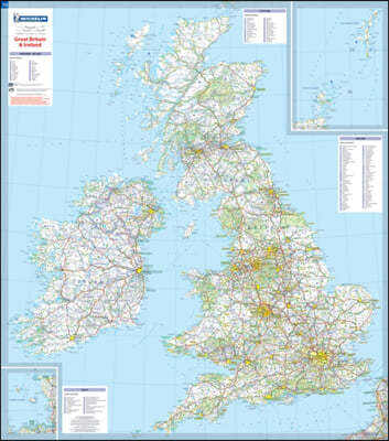Great Britain & Ireland - Michelin rolled & tubed wall map Encapsulated