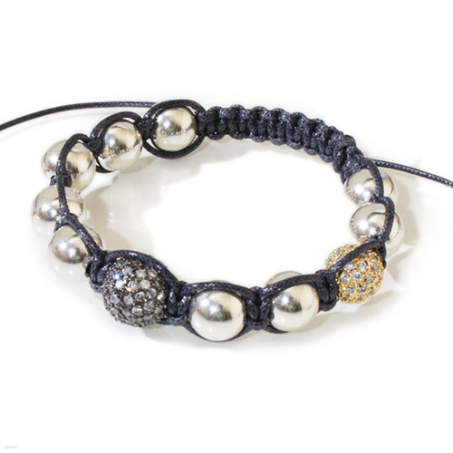 Silver & Gold pave diamond ball