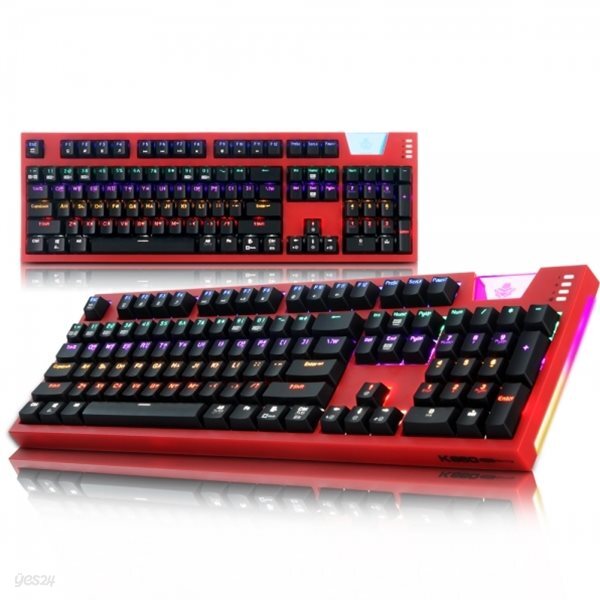 ABKO HACKER K660 ARC 프리미엄 카일광축 완전방수 레인보우 LED 게이밍 키보드 (레드, 클릭) - 예스24