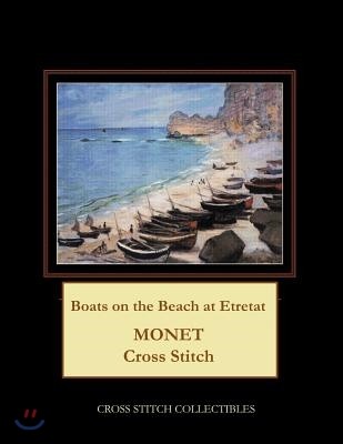 Boats on the Beach at Etretat: Monet Cross Stitch Pattern