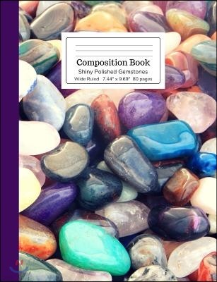 Composition Book Shiny Polished Gemstones Wide Ruled