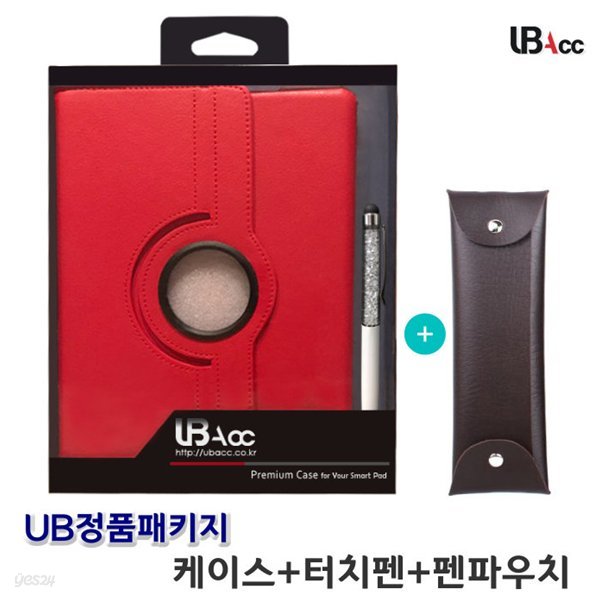 (케이스+터치펜+펜파우치) UB 아이패드 5세대 (A1822) /크로스 레더케이스/360도 회전케이스/태블릿 케이스