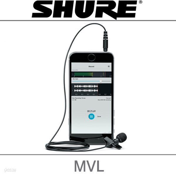 SHURE MVL 슈어 스마트폰용 4극 3.5mm 핀마이크 삼아정품