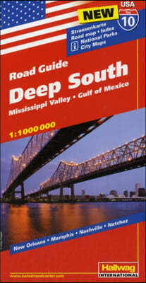 Hallwag USA Deep South Road Map