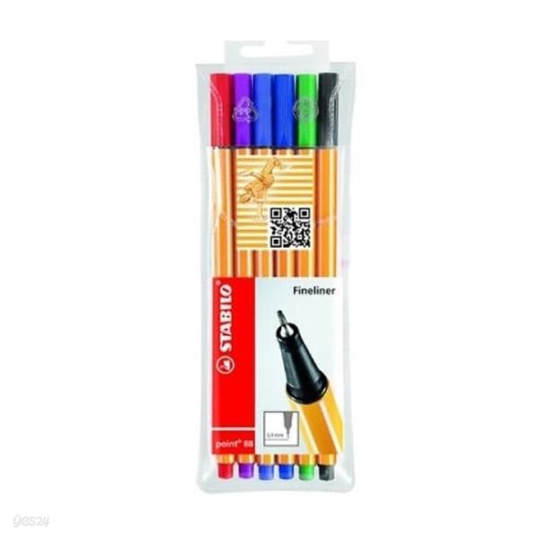 스타빌로 포인트88 Point6C 파인라이너 6색 수성펜 세트
