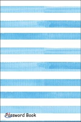 Password Book: Include Alphabetical Index with Blue Watercolor Stripes