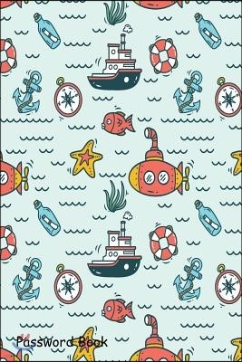 Password Book: Include Alphabetical Index with Cartoon Nautical Seamless