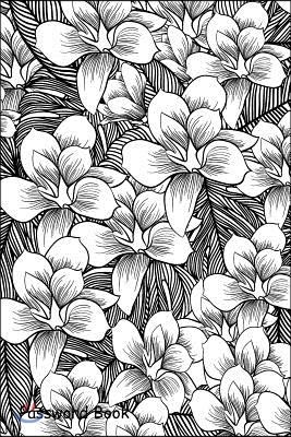 Password Book: Include Alphabetical Index with Flowers Drawing Line Art White