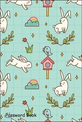 Password Book: Include Alphabetical Index with Kawaii Bunny Seamless Background