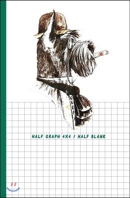 Half Graph 4x4 / Half Blank: Half Graph Paper 4x4 (Four Squares Per Inch 0.25 X 0.25) and Half Blank Paper on Same Page: Quadrille, Coordinate, Qua