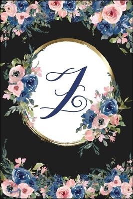 Z: Monogram Initial Z Letter Gift Notebook: Beautiful Blue Rose Floral Lined Journal for Girls and Women