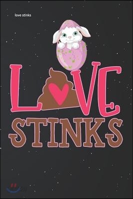 Love Stinks: Poop Happy Bunny Easter Eggs Lined Notebook and Journal Composition Book Diary Gift