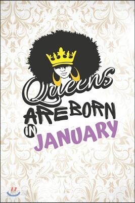 Queens Are Born in January: Dot Grid Journal/ Notebook for Melanin Rich Beauties