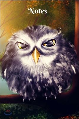 Notes: Colorful Night Owl Digital Art 6 X 9 Blank Lined Writing Notebook Composition Journal, 110 Pages - Great Gift Idea
