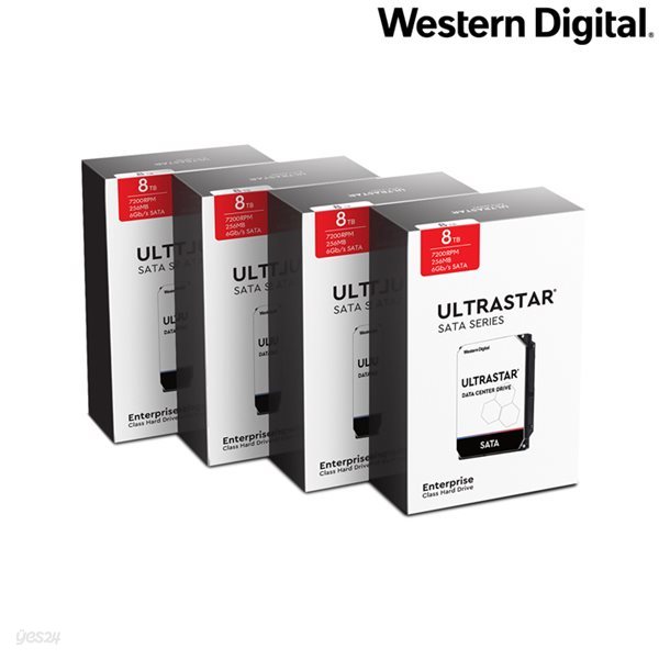 웨스턴디지털 NAS 서버용 하드디스크 Ultrastar HC320 8T 4팩 (SATA3/7200/256M/PMR)