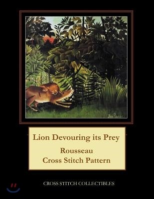 Lion Devouring its Prey: Rousseau Cross Stitch Pattern