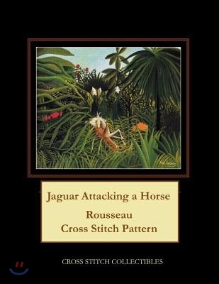 Jaguar Attacking a Horse: Rousseau Cross Stitch Pattern