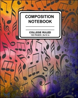 Composition Notebook: Music Note Design (1) Cover Design Ruled Blank ...