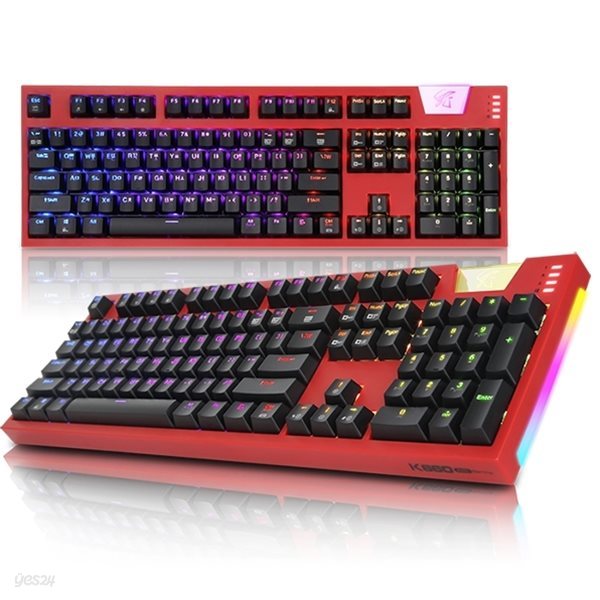 ABKO HACKER K660 ARC 프리미엄 카일광축 완전방수 RGB LED 게이밍 키보드 (레드, 클릭) - 예스24