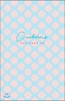 Cuaderno Punteado A5: Cuadr?cula de 5 MM - 75 P?ginas Dot Grid Bullet Journal - Tama?o Mediano - Rosa Claro Y Cer?leo Geom?trico