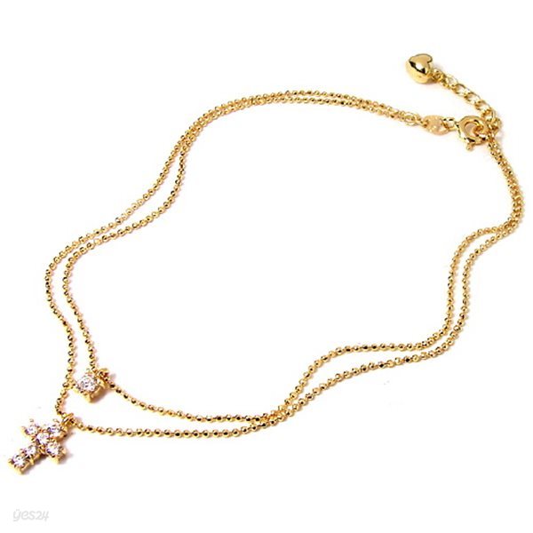 [꿀젬] 14K cross and one point anklet (발찌)