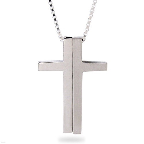 [] SILVER cross puzzle pendant necklace (ǹ)