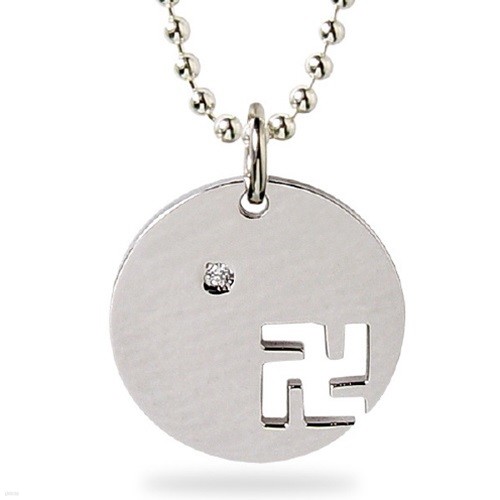 [] SILVER flat round buddhist cross necklace (ǹ)