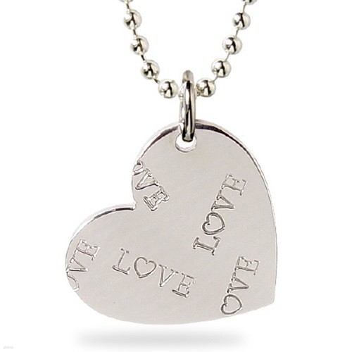 [] SILVER flat love initial cute heart necklace (ǹ)