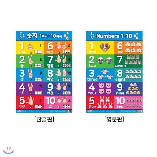 유아 벽보 영어 : 숫자 1부터-10까지, Numbers 1-10