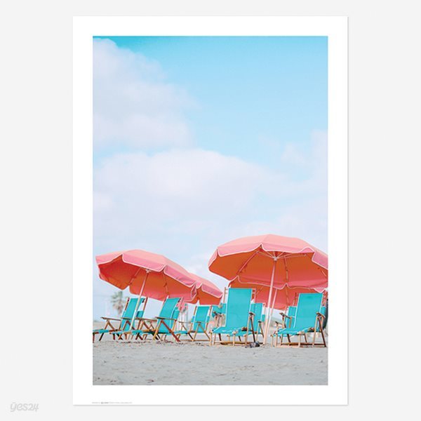 여름 바다 해변 풍경 포스터 vol.1_SB04(핑크 비치 파라솔)
