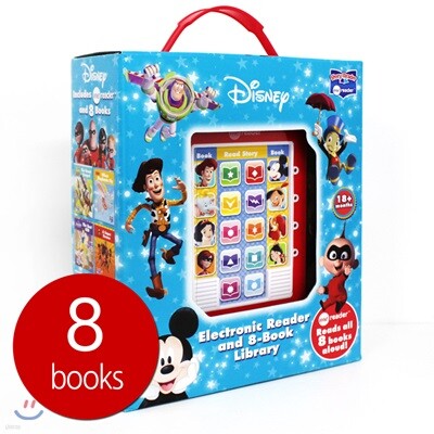 Me Reader & 8 books Library : Mickey Mouse, Toy Story and More! 디즈니 픽사 어드벤처 미리더 사운드북 (뮬란, 아기코끼리 덤보, 레이디의 모험, 인크레더블, 미키마우스와 친구들, 피노키오, 백설공주, 토이스