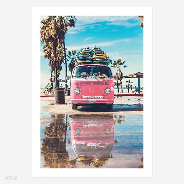 여름 바다 해변 풍경 포스터 vol.1_SB02(레트로 핑크밴)