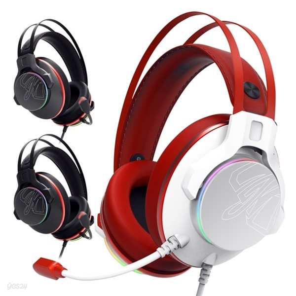 ABKO HACKER N995 ENC 가상 7.1 RGB 진동 게이밍 헤드셋 화이트