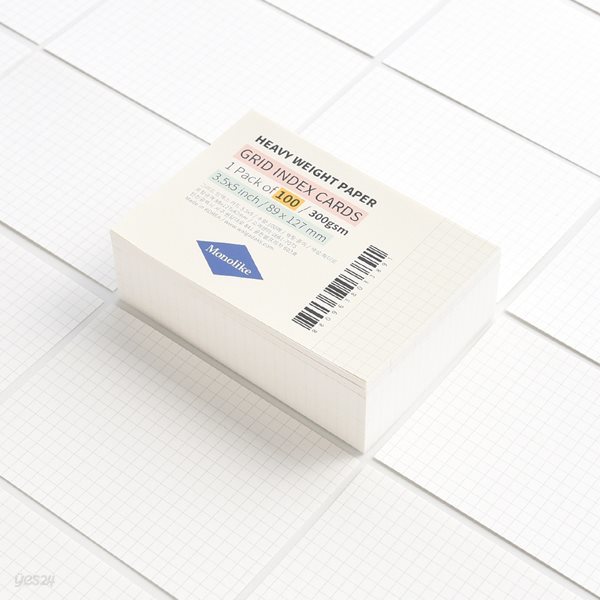 그리드 인덱스카드 화이트 100매 - 3.5x5