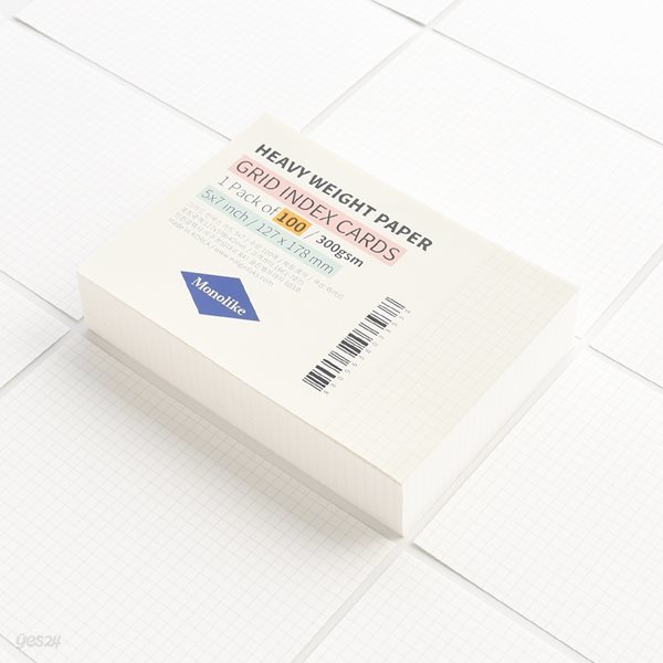 그리드 인덱스카드 화이트 100매 - 5x7