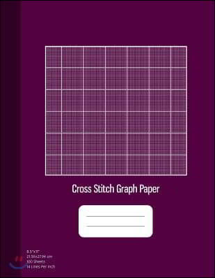 Cross Stitch Graph Paper: 14 Lines Per Inch, Graph Paper for Embroidery and Needlework, 8.5''x11'', 100 Sheets, Purple Cover