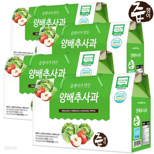 즙쟁이 양배추사과즙 4박스 120포