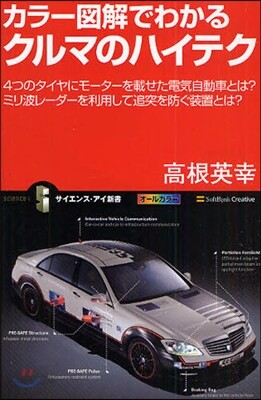 カラ-圖解でわかるクルマのハイテク 4つのタイヤにモ-タ-を載せた電氣自動車とは?ミリ波レ-ダ-を利用して追突を防ぐ裝置とは?
