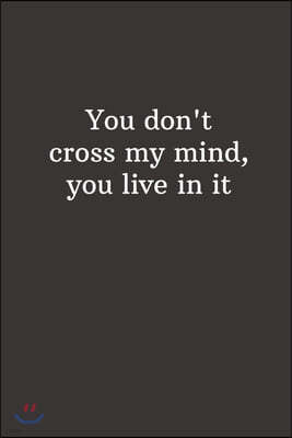 You don't cross my mind, you live in it: Lined Notebook, Diary, Journal