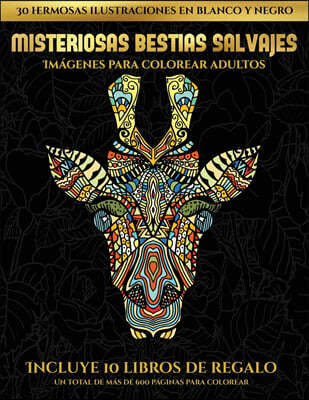 Im?genes para colorear adultos (Misteriosas bestias salvajes): Este libro contiene 30 l?minas para colorear que se pueden usar para pintarlas, enmarca