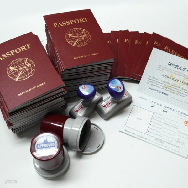 영어학습교구 여권(Red)세트_100(여권100+이민국 도장4)