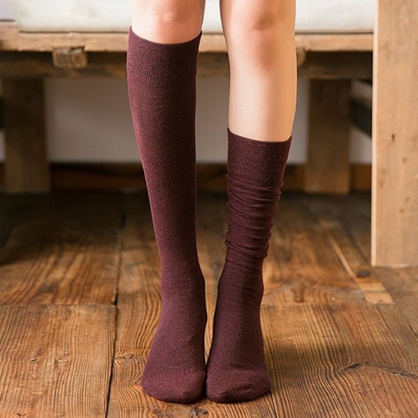 갓샵 무지 오버 롱 니삭스 무릎양말 8color [스트라이프 종아리 롱삭스]