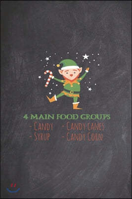 4 Main Food Groups - Candy Corn Cane Syrup Christmas Elf Journal