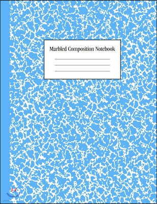 Marbled Composition Notebook: Soft Blue - Wide Ruled Notebook - 100 Pages - 8.5 x 11 - Journal for Children, Kids, Girls, Teens And Women (School Es