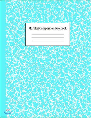 Marbled Composition Notebook: Bright Teal - Wide Ruled Notebook - 100 Pages - 8.5 x 11 - Journal for Children, Kids, Girls, Teens And Women (School