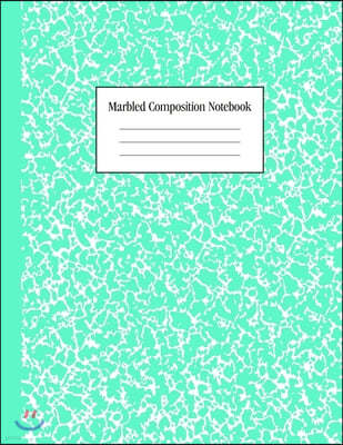 Marbled Composition Notebook: Teal - Wide Ruled Notebook - 100 Pages - 8.5 x 11 - Journal for Children, Kids, Girls, Teens And Women (School Essenti